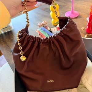 Loewe Squeeze Bag in Mellow Napa Lambskin Bag with Gold Chain
